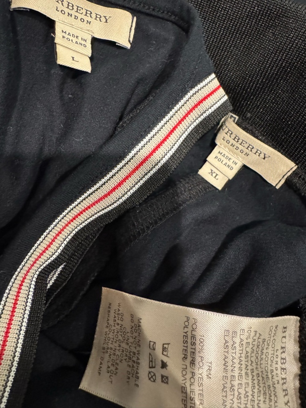 Burberry London Black Tank and Lounge pant set with Red and White Stripe Trim